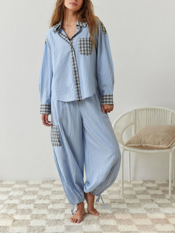 ชุดนอน Blue Loose Splice Pyjama