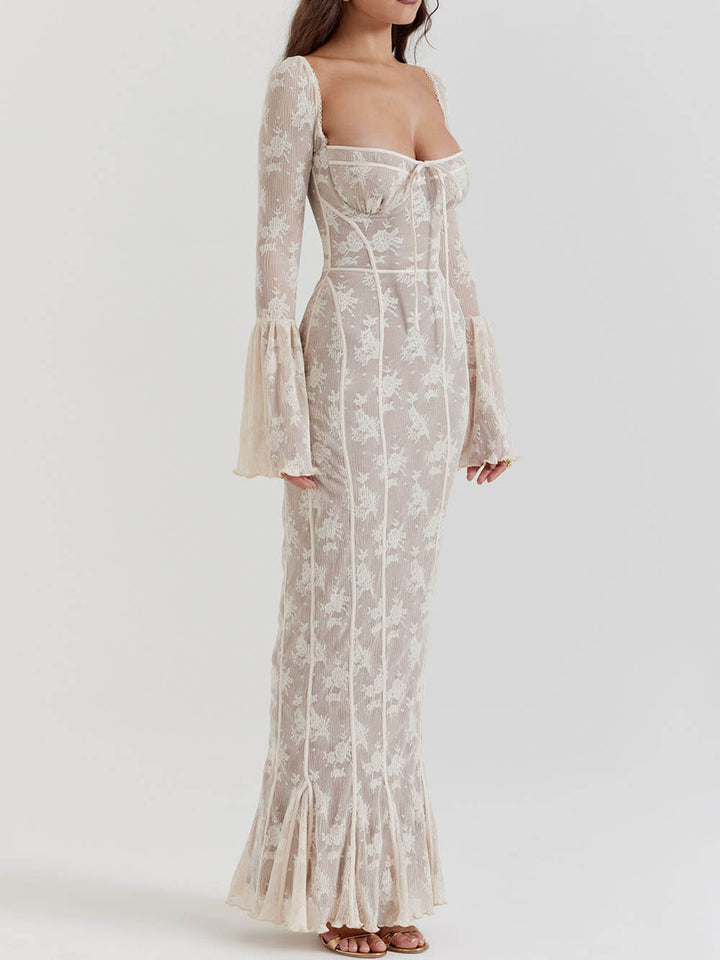 Vintage Cream Lace Maxi-kjole