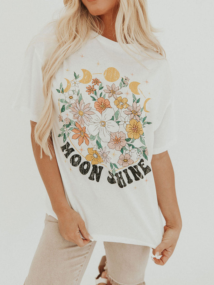 Floral Moon Shine Graphic T-paita