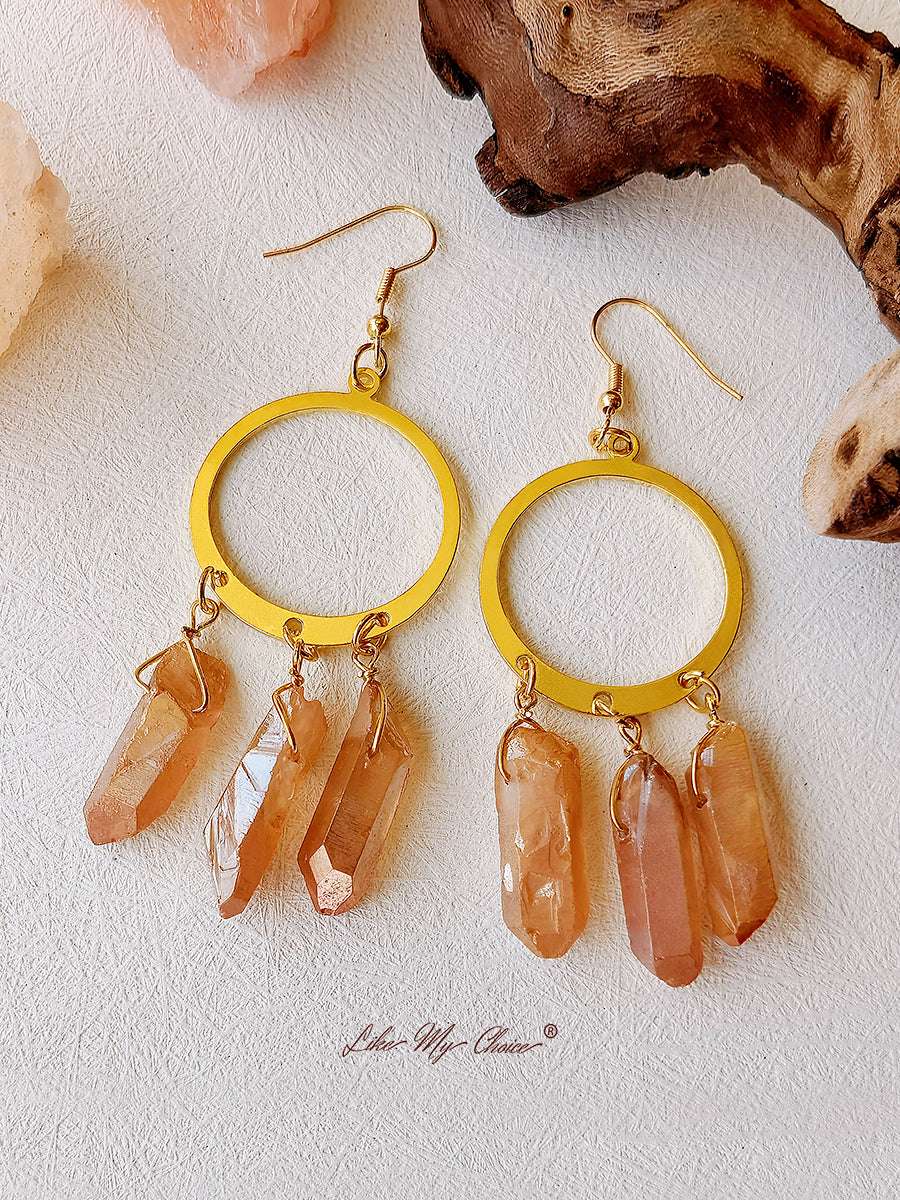 Pendientes Aros Hippie Cristal Cuarzo