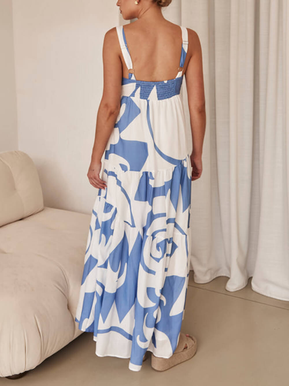 Boheemse maxi-jurk met geometrische print