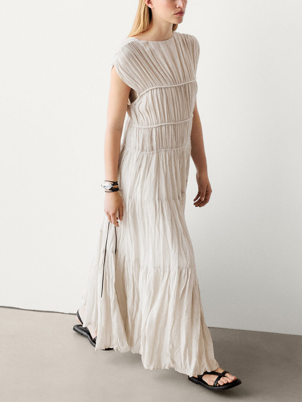 Unique Reversible Lace-Up Pleated Dress