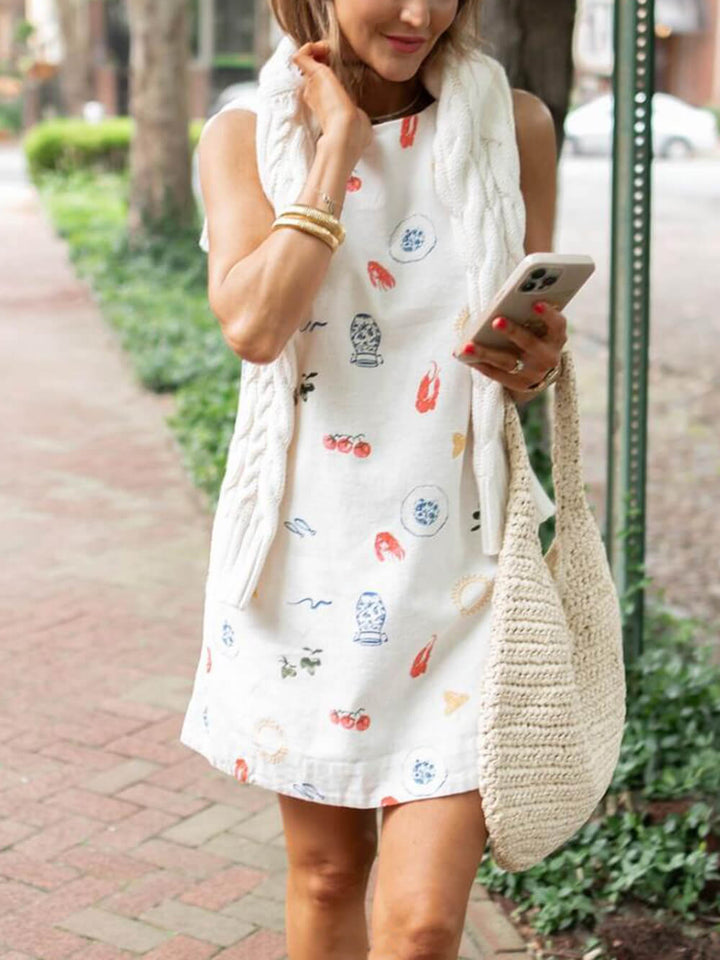 Sunny Vase Miniklänning med körsbärstryck