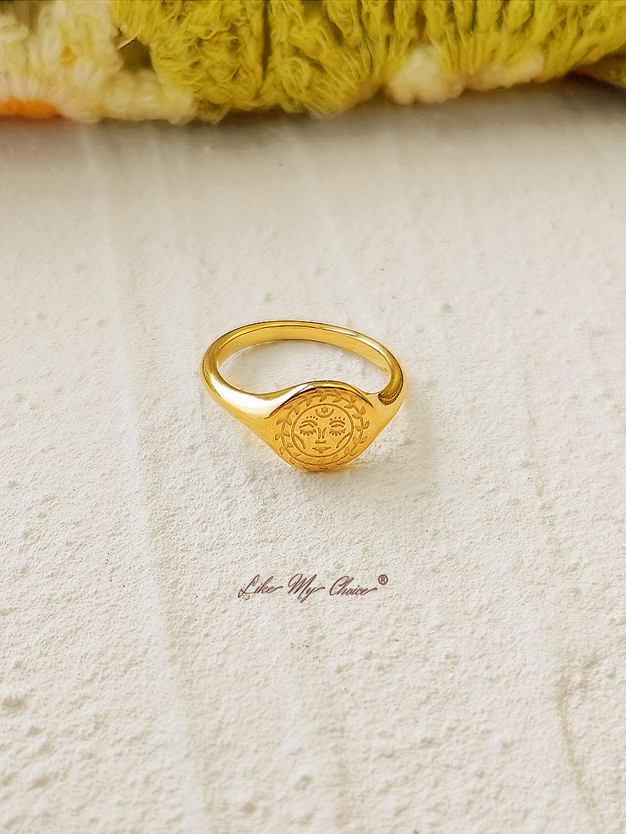 Liefde door de maan Signet Boho Ring