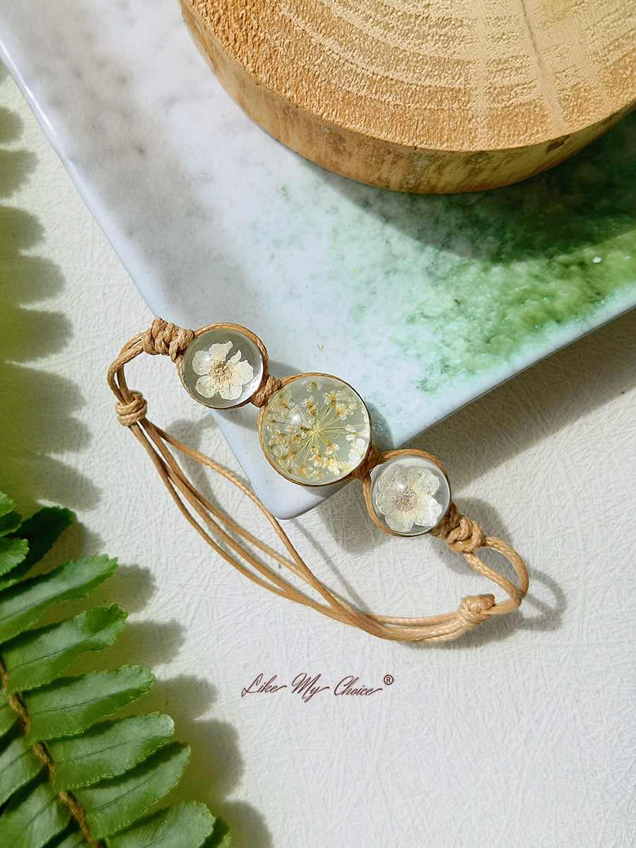 Flor de cerejeira pedra preciosa capa de vidro encantos corda ajustável pulseira pulseira