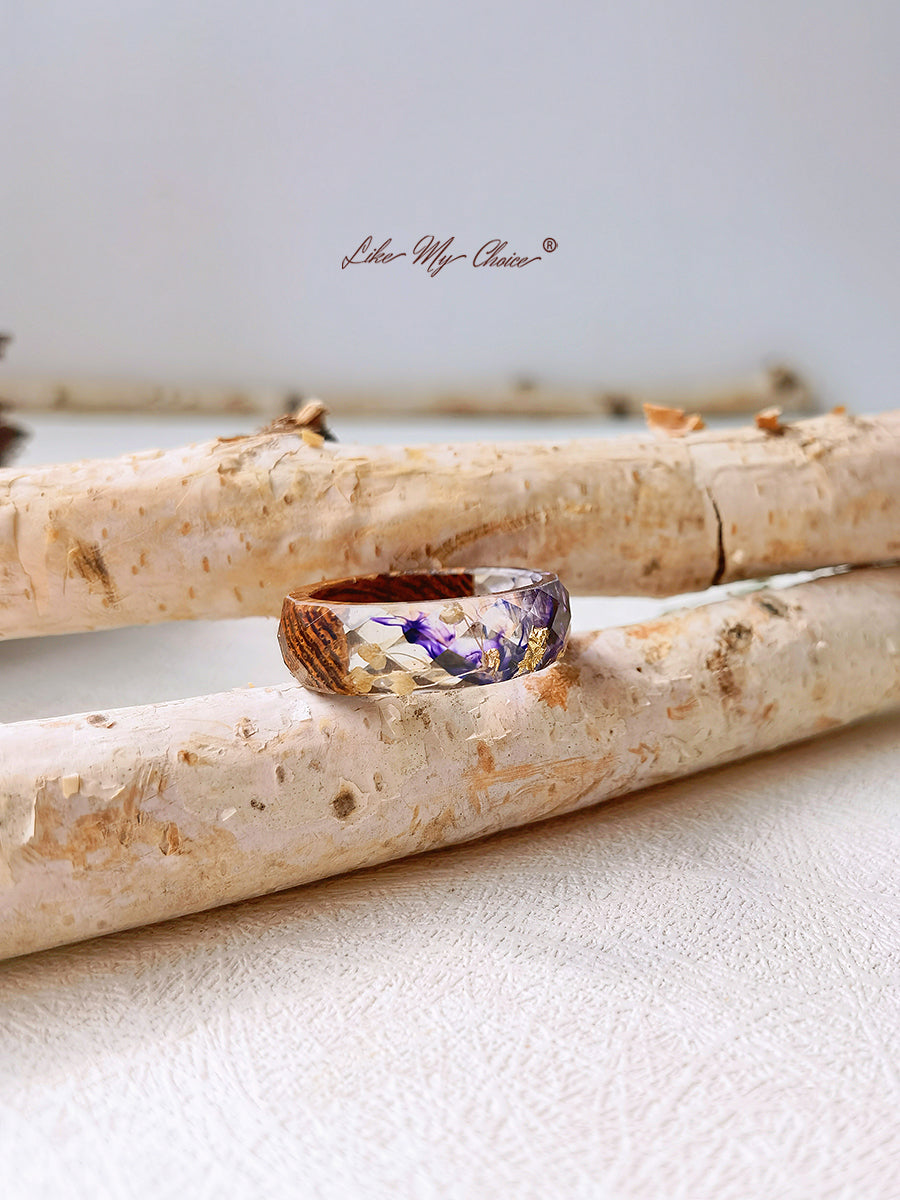 Gypsophila Magic Forest Wood Resin Ring