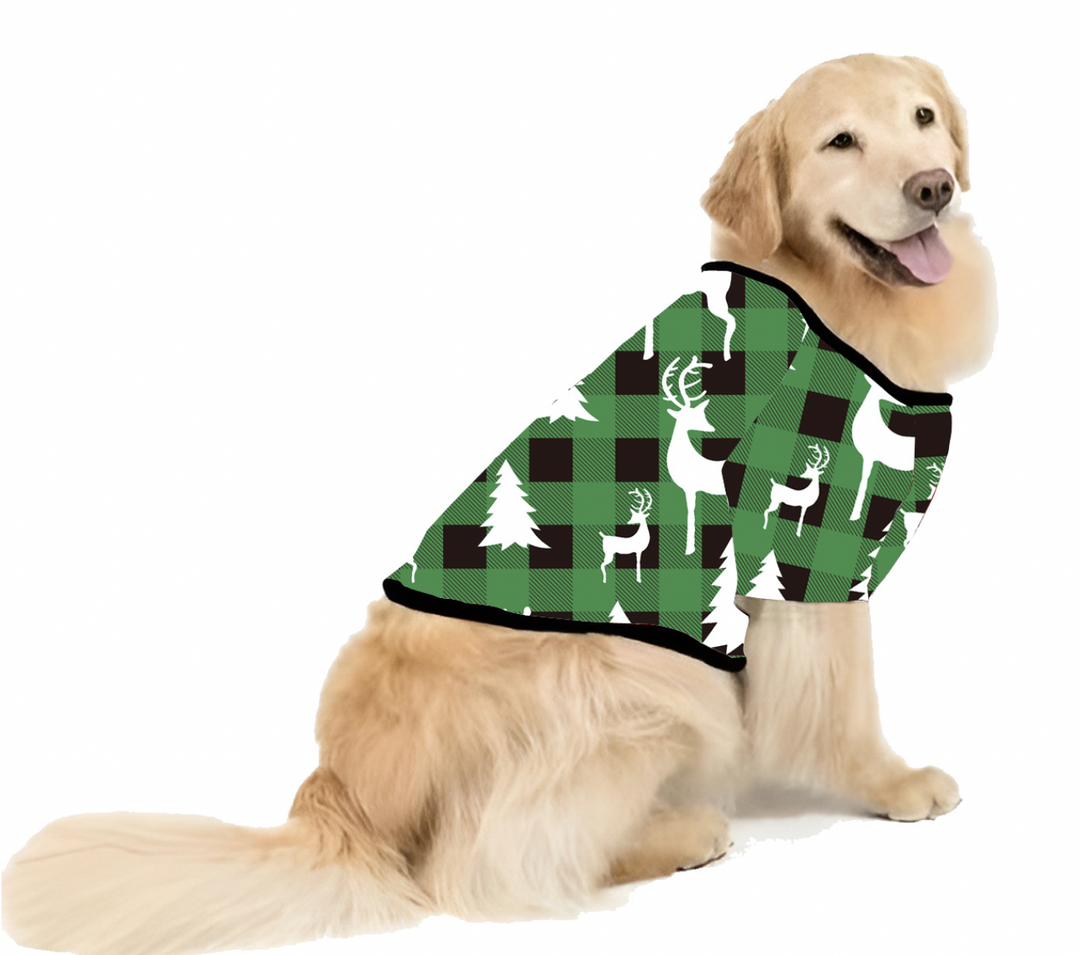 Grønt rutete juletremønster Familiematchende pyjamassett (med hundeklær til kjæledyr)