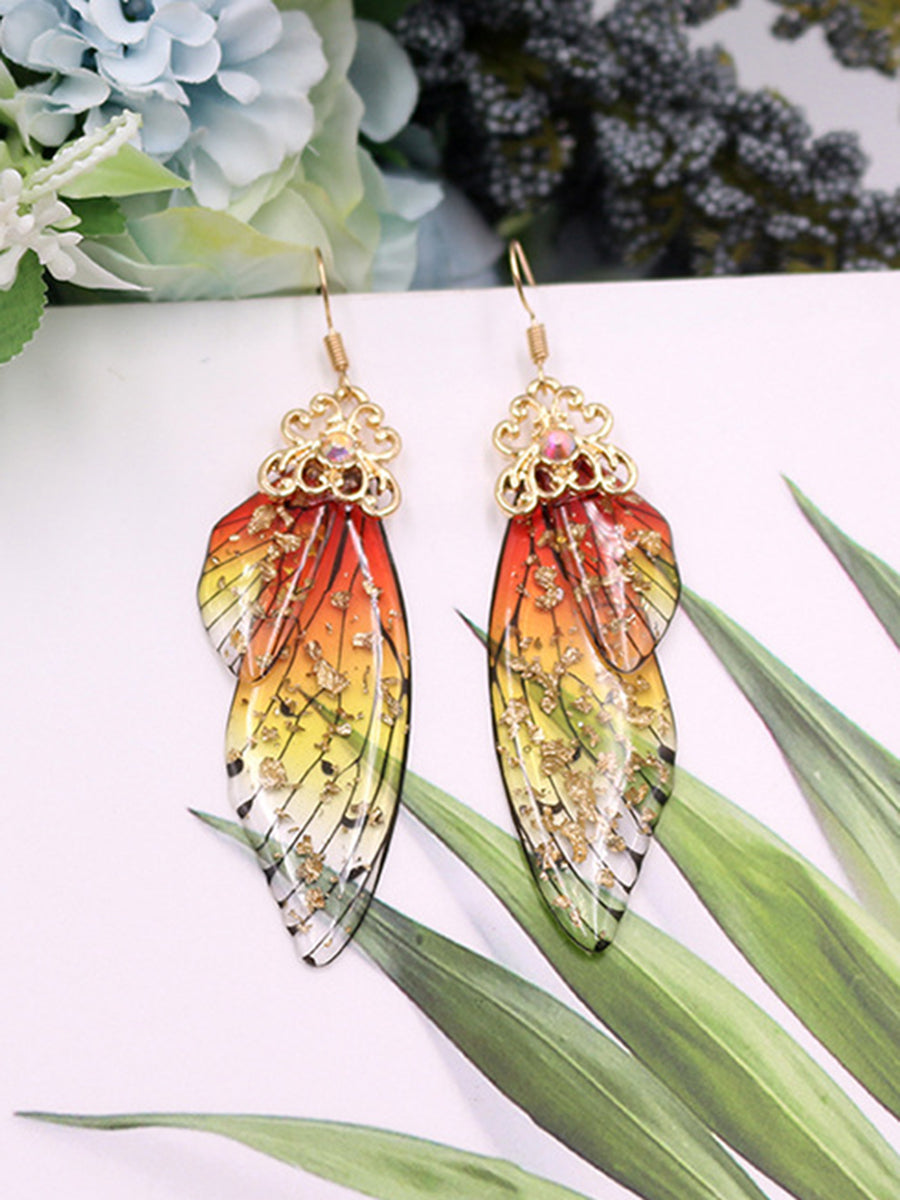 Butterfly Wing Gul Rhinestone Cicada Wing Crystal örhängen