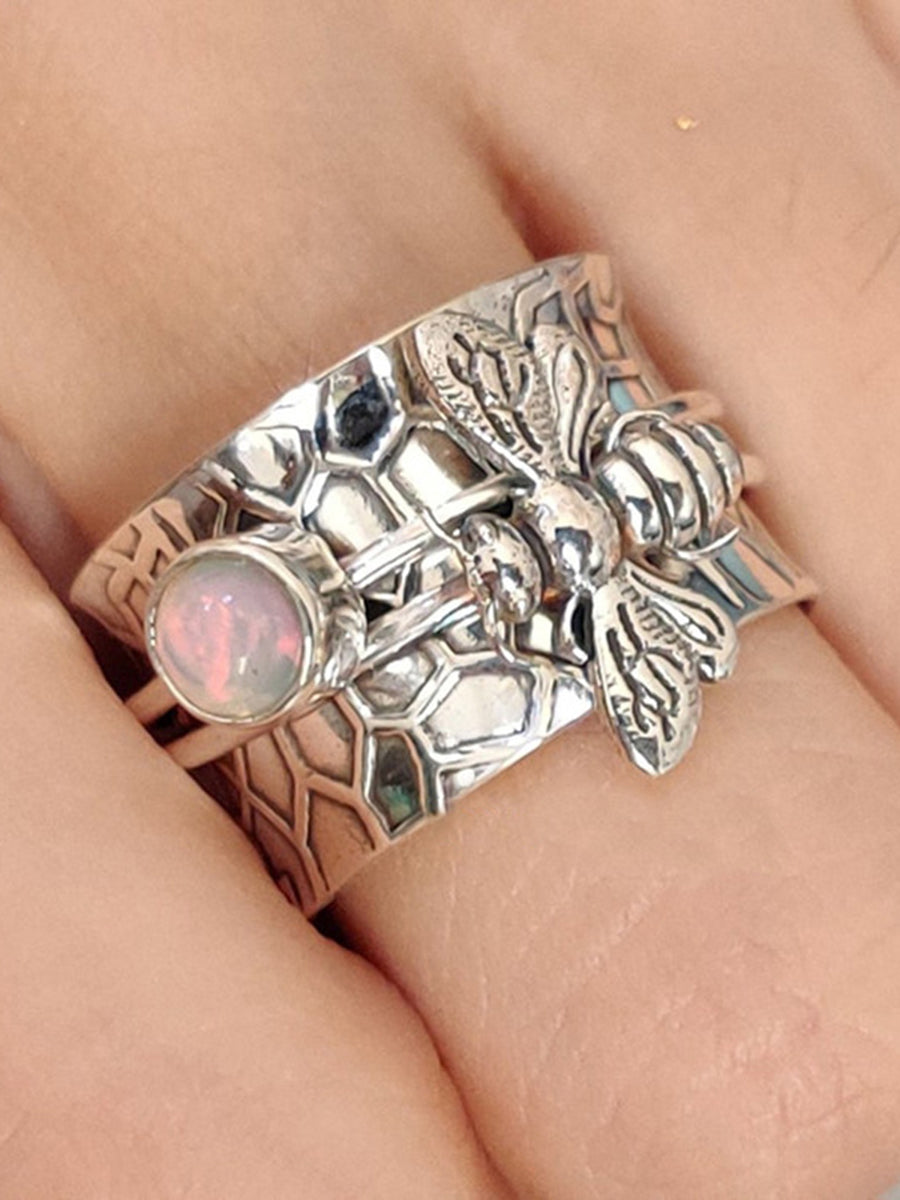 Wasserwellenmuster Biene Protein Stein Boho Ring