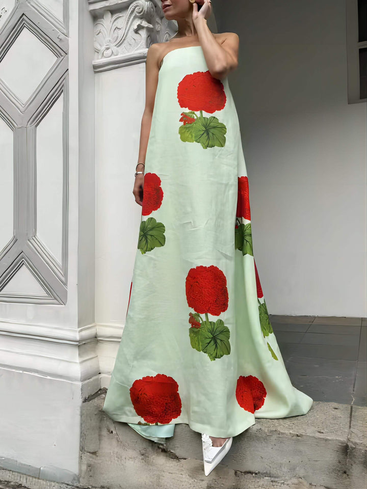 Geranium maxi-jurk met bloemenprint