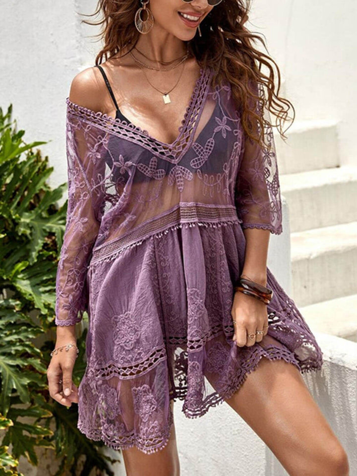 Lace Loose Beach Vacation Bikini Cover-Up kjole