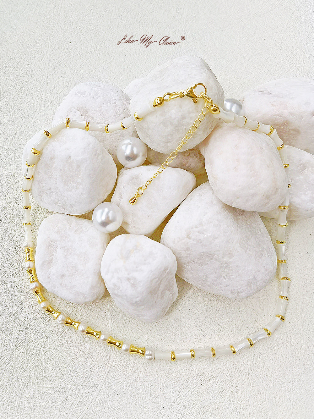 Bohemian Geometric Stone Real Pearls Halsband med Vintage Charm
