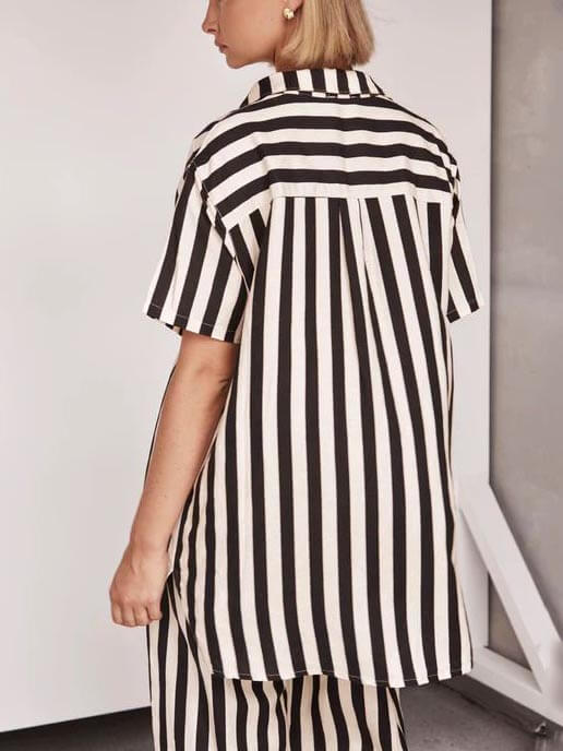 Resort Casual Striped Loose Shirt