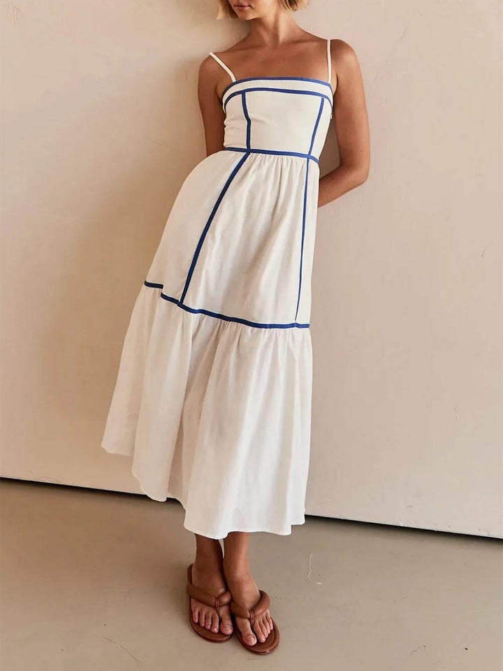 Midi-jurk met contrasterende kleur en verstelbare bandjes