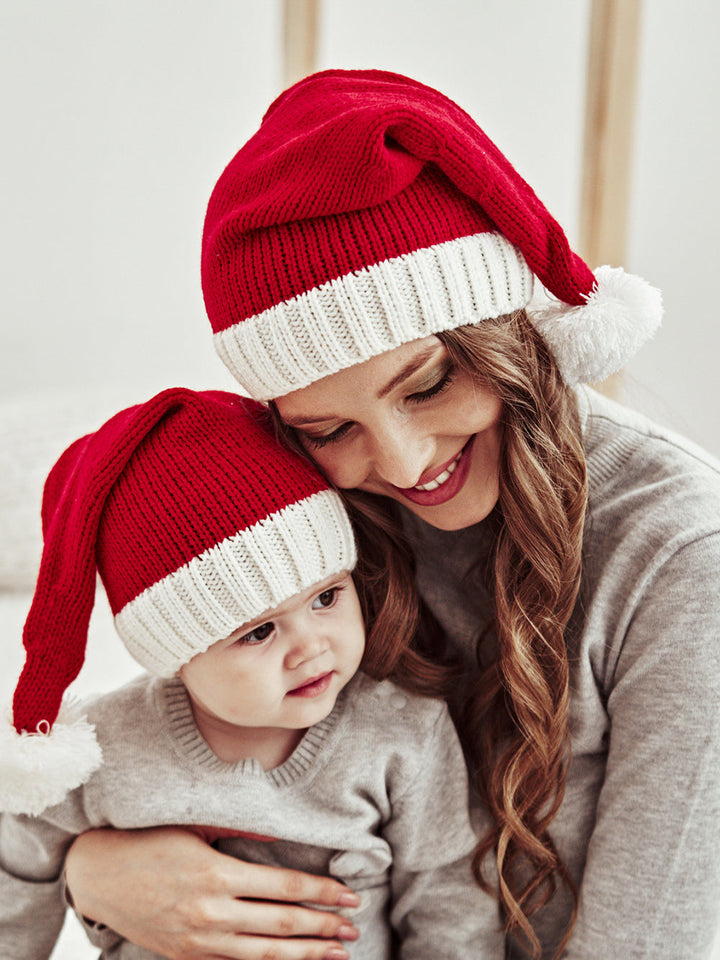 Julepelsball mor og baby strikket lue