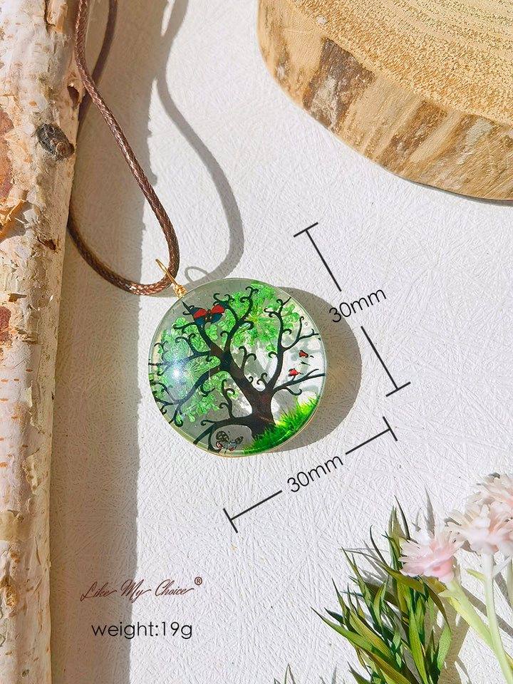 Naszyjnik z wisiorkiem w kształcie drzewa życia z kwiatami śliwy