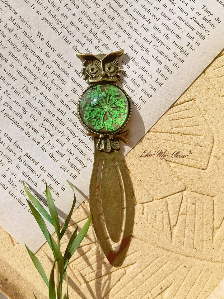 Queen Anne Lace Floral Owl Brons Bokmärke