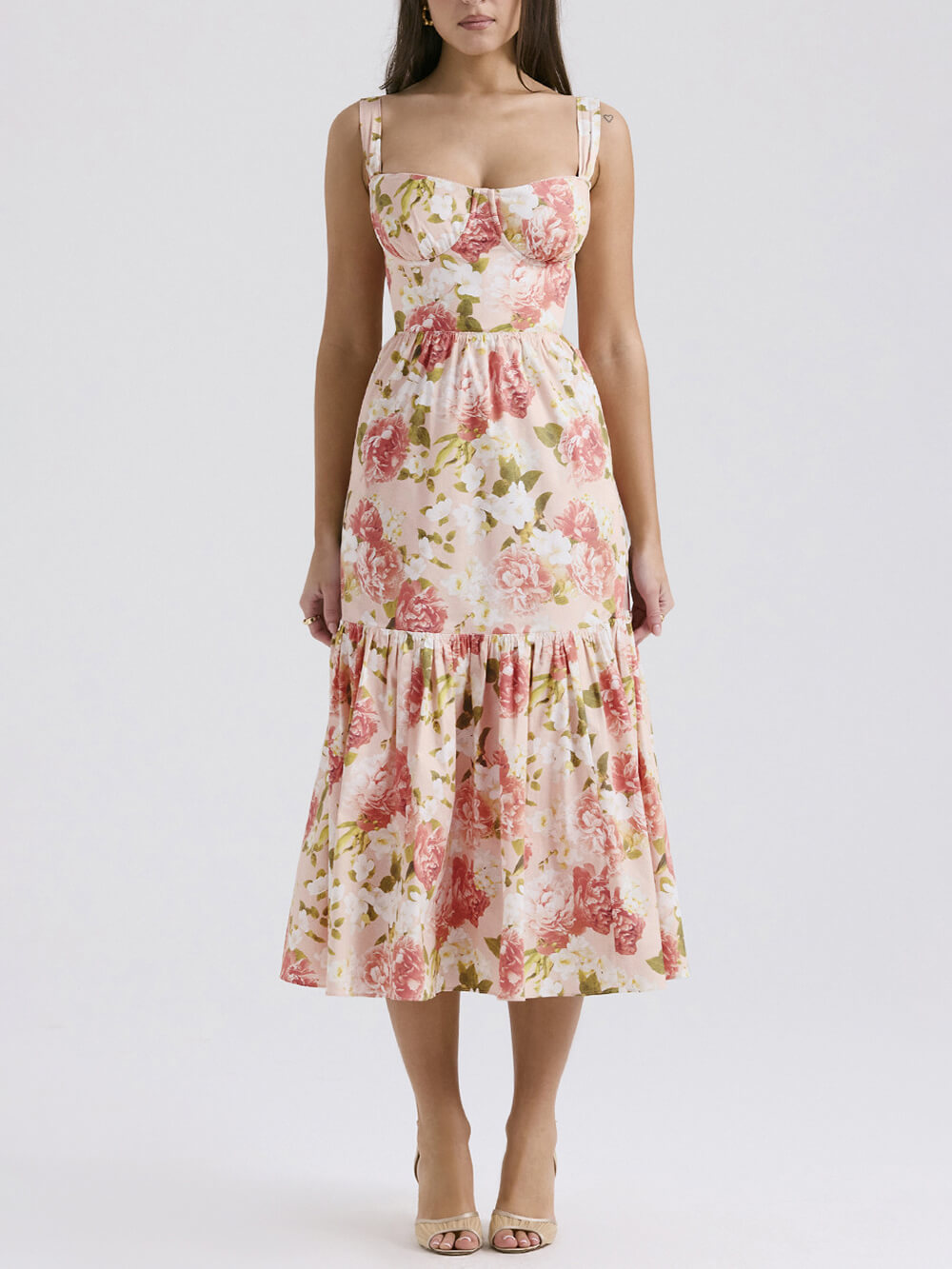 Sweet Spicy Style Floral Backless Midi Dresses