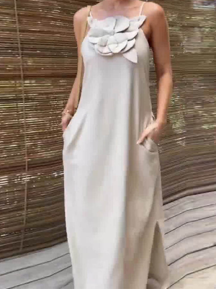 Φόρεμα Maxi με φλοράλ διακοσμητικό τσεπάκι