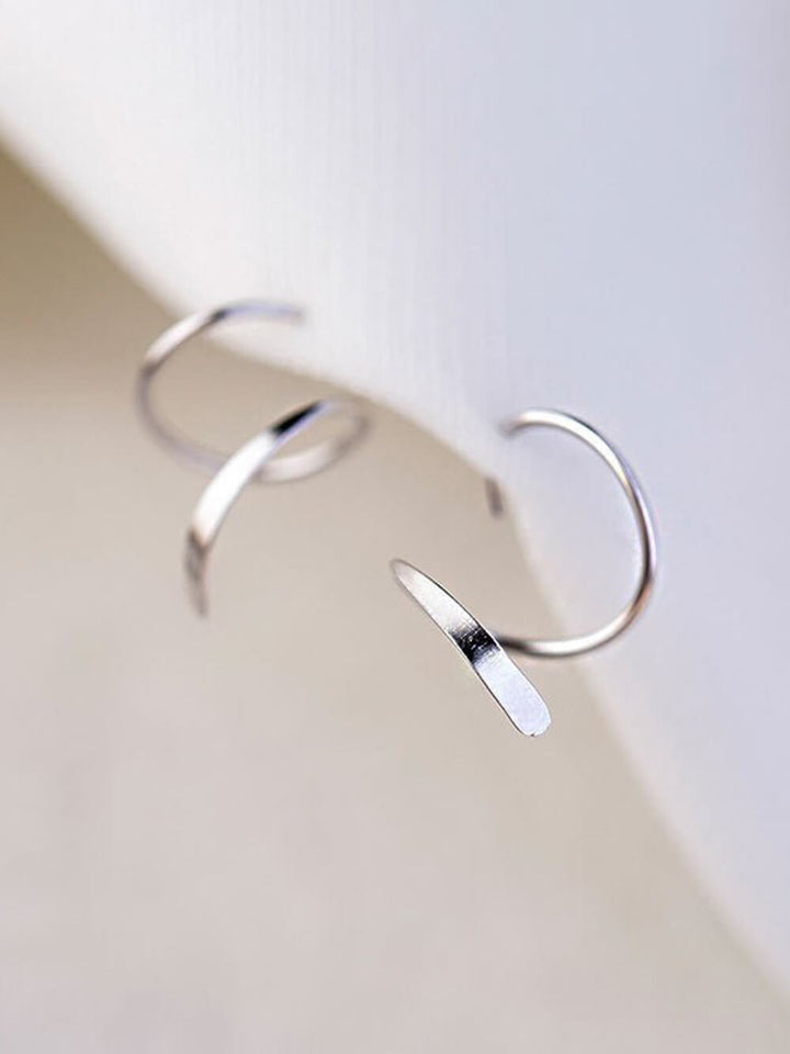 S925 Minimal Spiral Hoop Twist Earrings