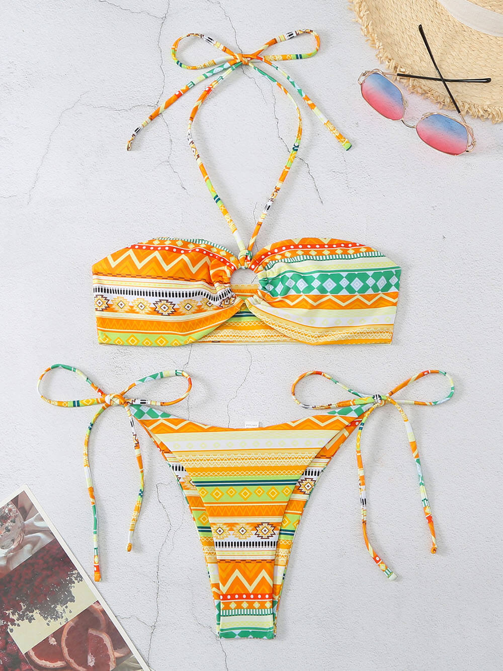 Tryckt Diamond Block Bikini Set