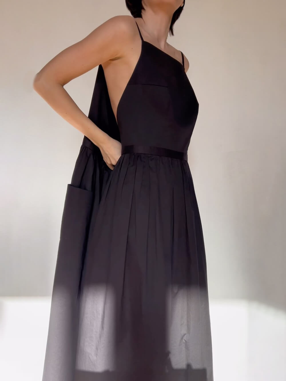 Unique Side Slit Lace-Up Pocket Vest Dress