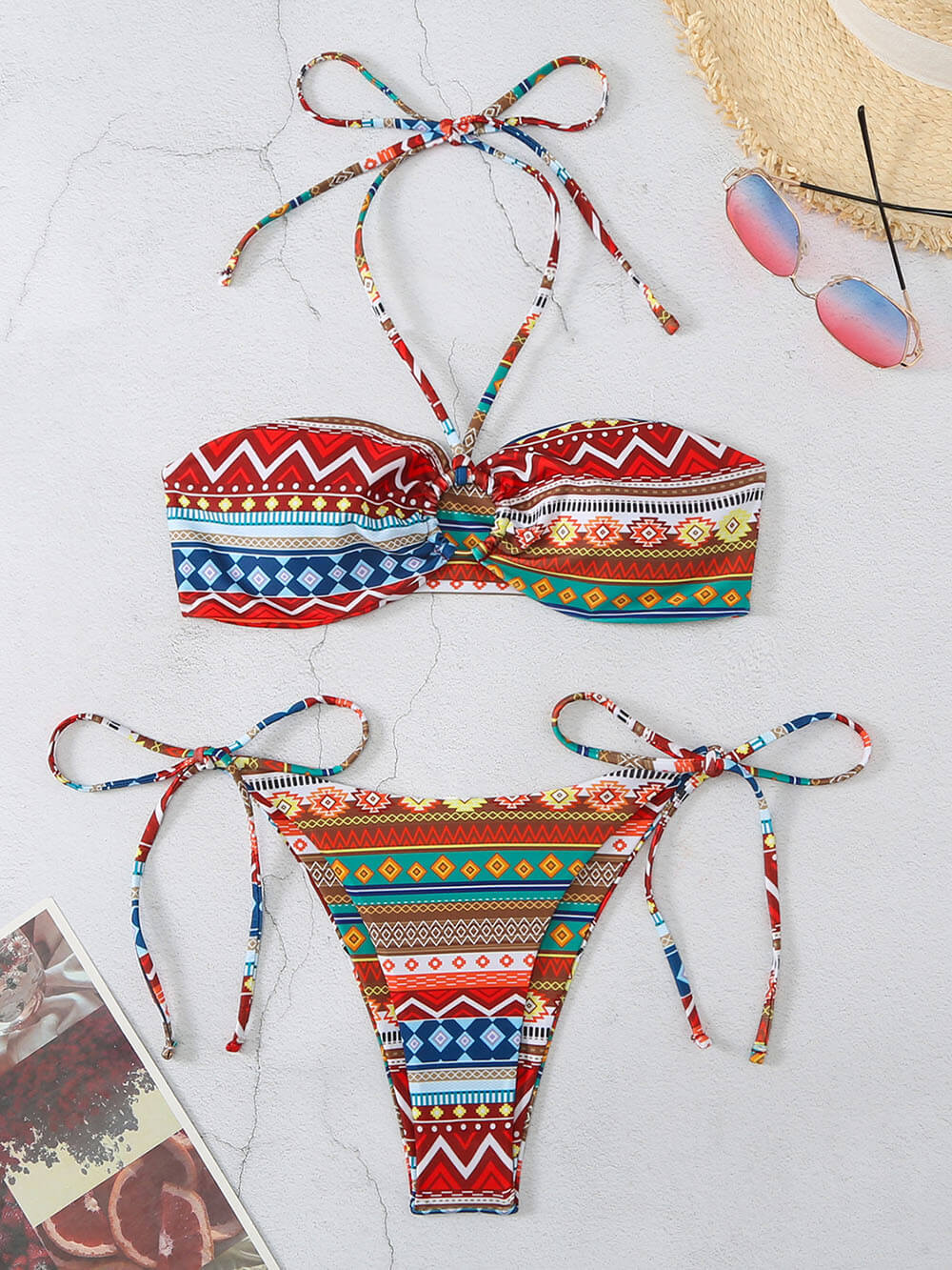 Tryckt Diamond Block Bikini Set