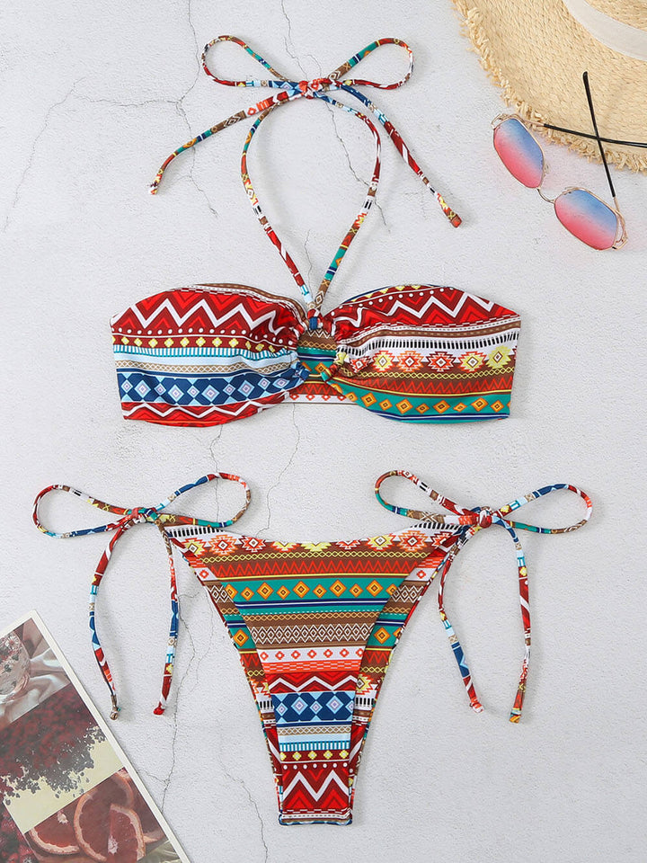 Bedrucktes Diamond-Block-Bikini-Set