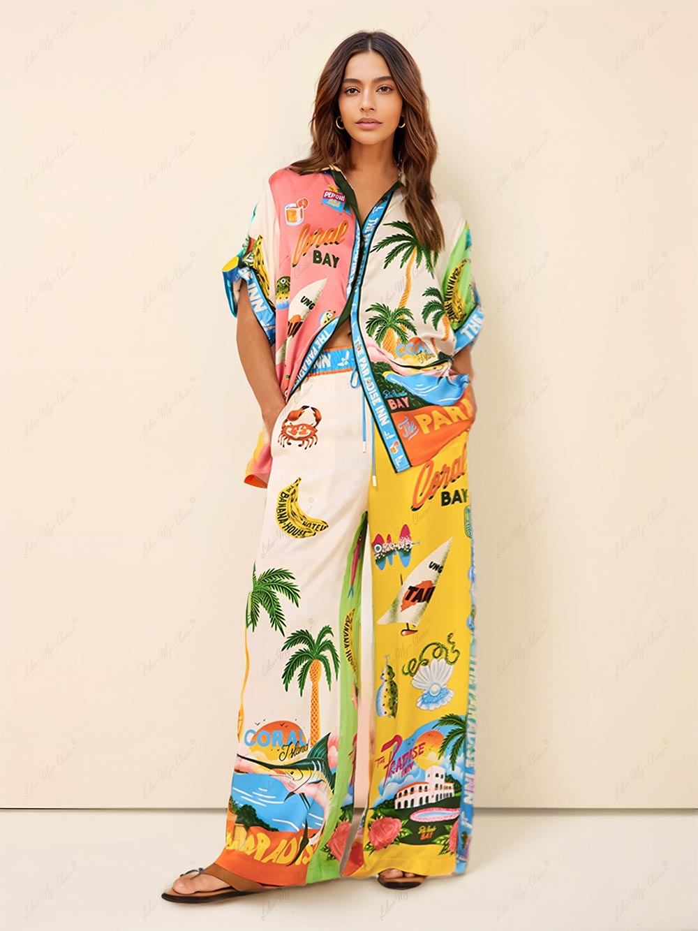 Sunny Beach Sommer Style Printed Bukser