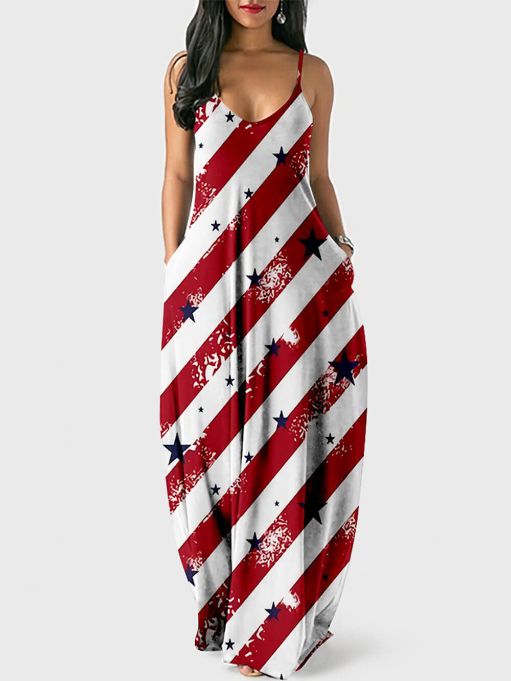 Camisole-Kleid mit Independence Day-Print