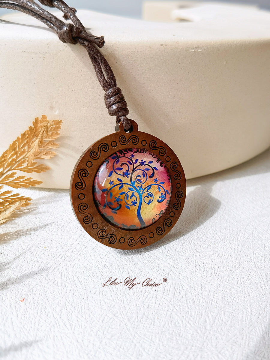 Liker du MyChoice? Tree of Life Art Glass Tile Anheng Halskjede