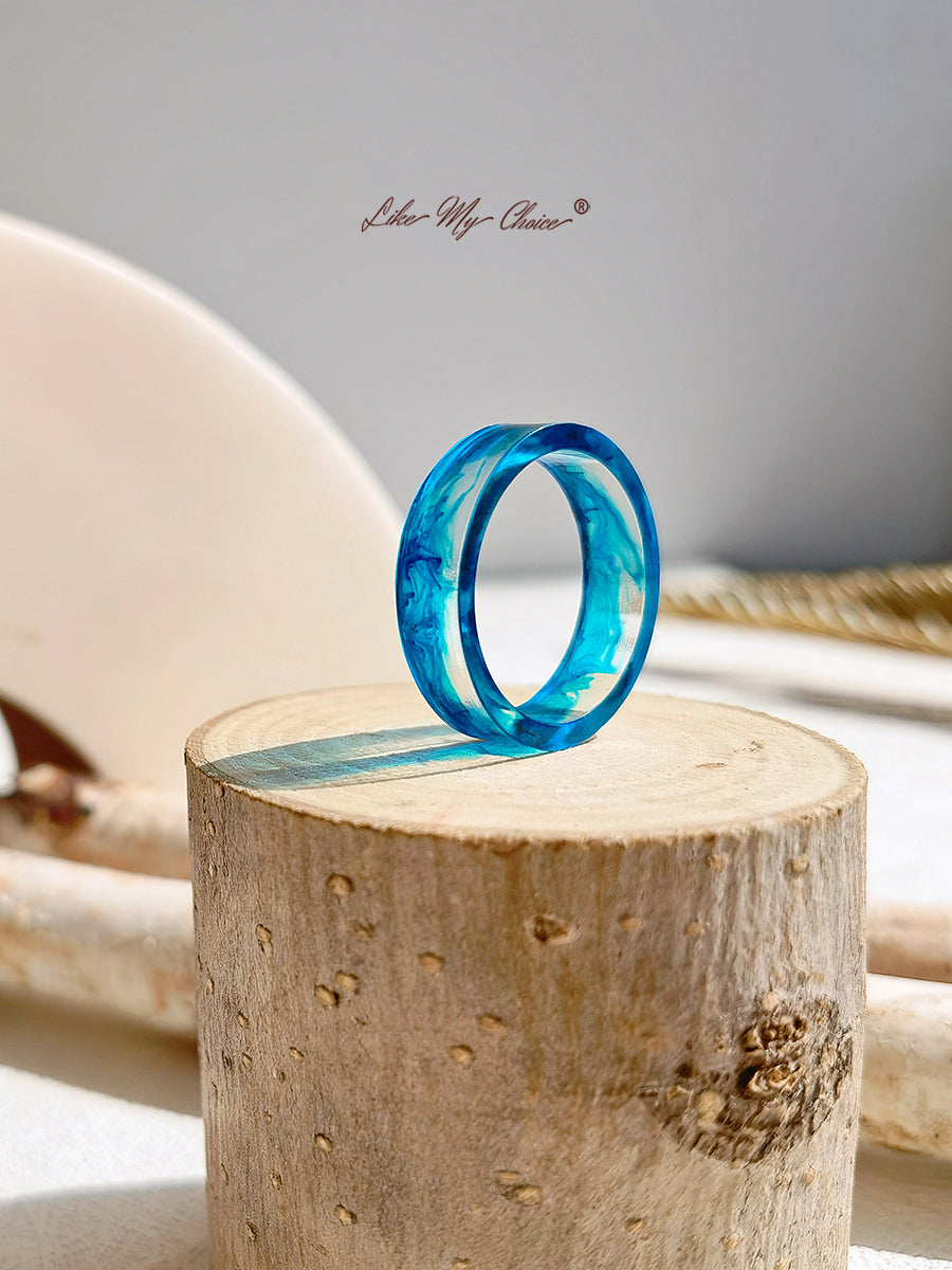 Δαχτυλίδι από ρητίνη χρωματισμένο με κρύσταλλο πάγου και φωτιάς