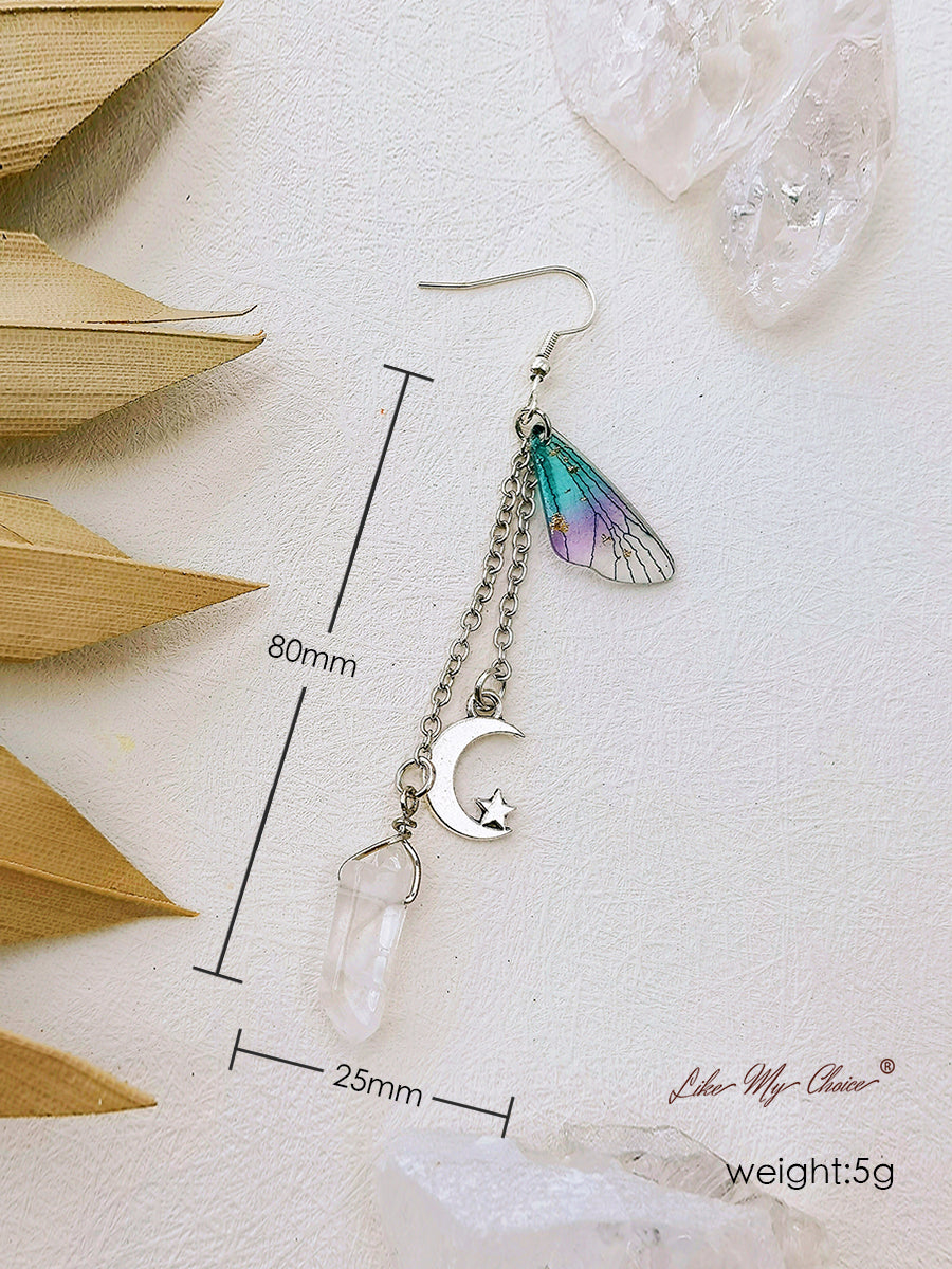 Σκουλαρίκια Boho με κρύσταλλο φούντα με φούντα Butterfly Wing Moon