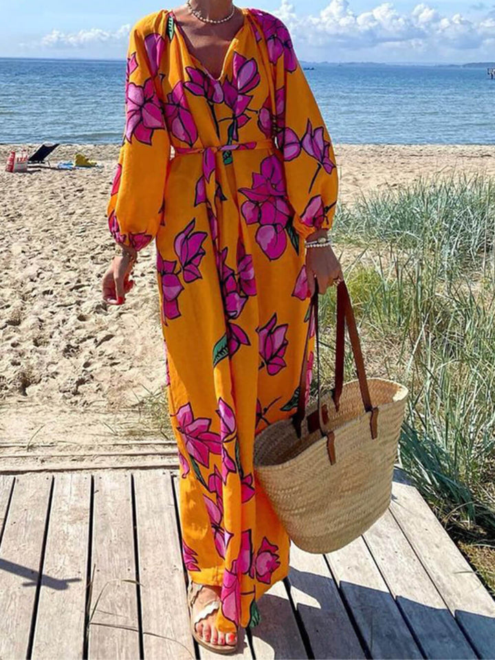 Módní prázdninové plážové šaty s výstřihem do V
