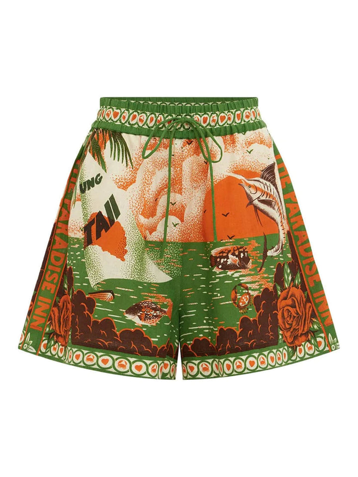 Unik tryckt Sunny Afternoon-tryckta shorts i två delar