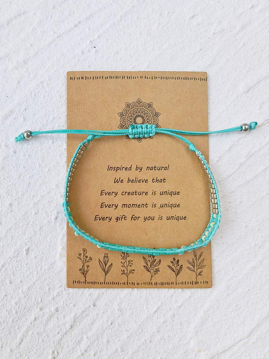 Adjustable Drawstring Beaded Bracelet Turquoise Beach