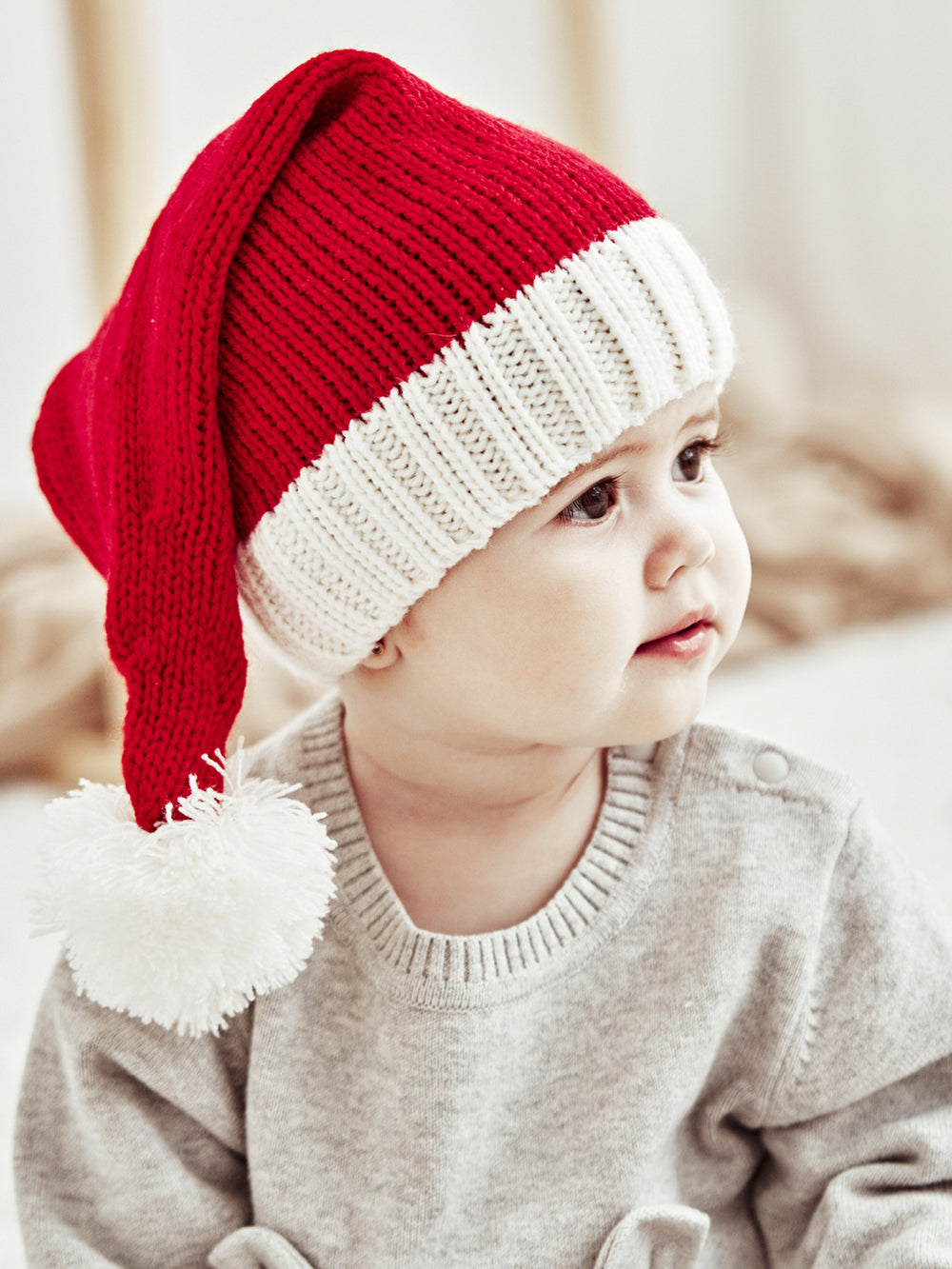 Χριστουγεννιάτικη γούνινη μπάλα μαμάς και μωρού πλεκτό καπέλο