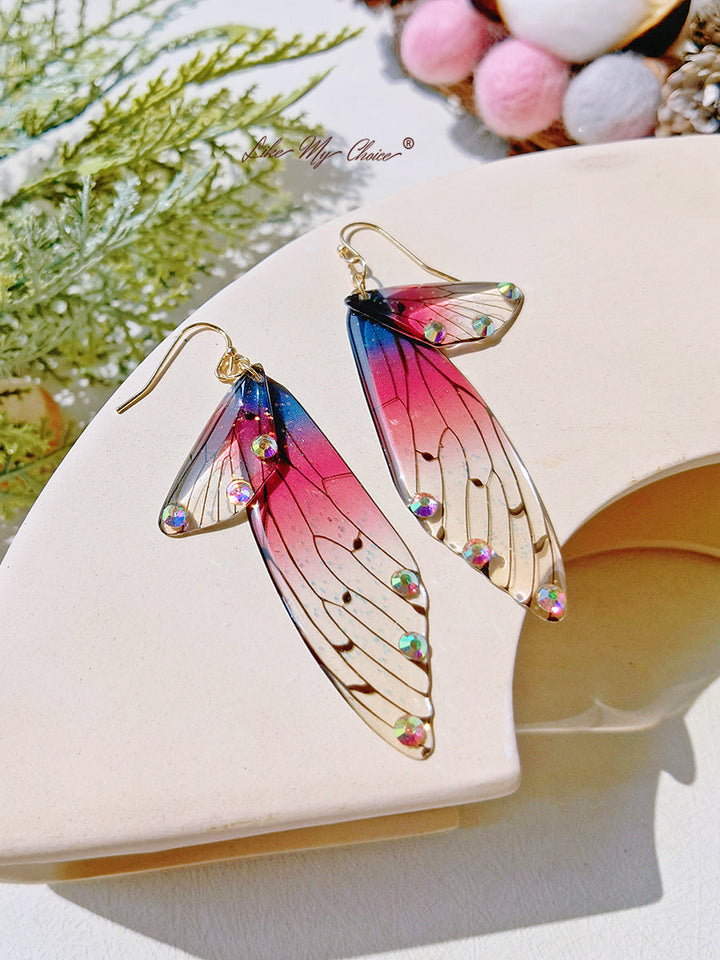 Χειροποίητο κρυστάλλινο διαμαντένιο σκουλαρίκι με φτερό πεταλούδας