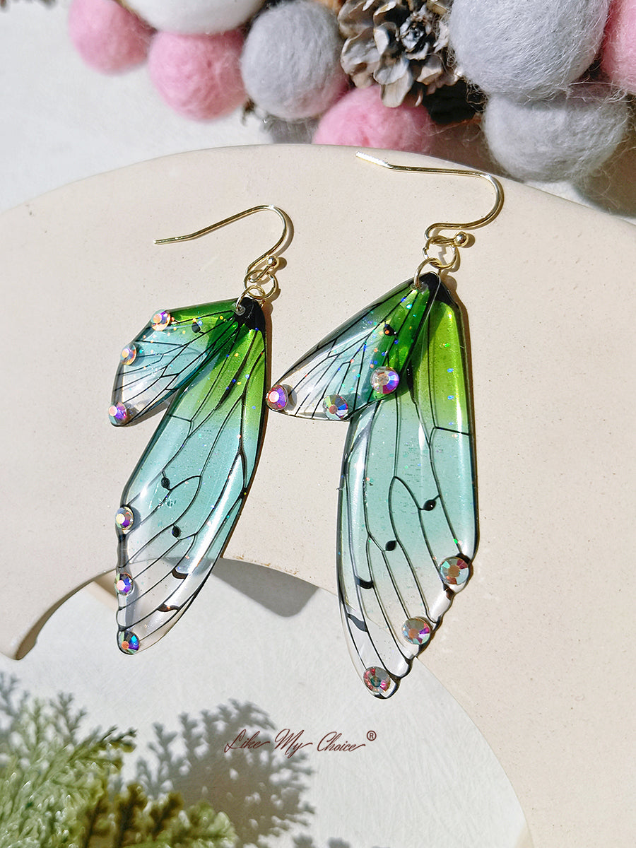 Handgefertigter Schmetterlingsflügel-Kristall-Diamant-Ohrring