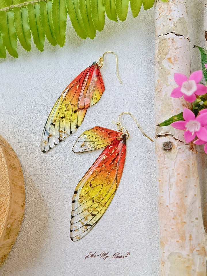 Butterfly Wing Håndlaget Crystal Gold Folie øredobber