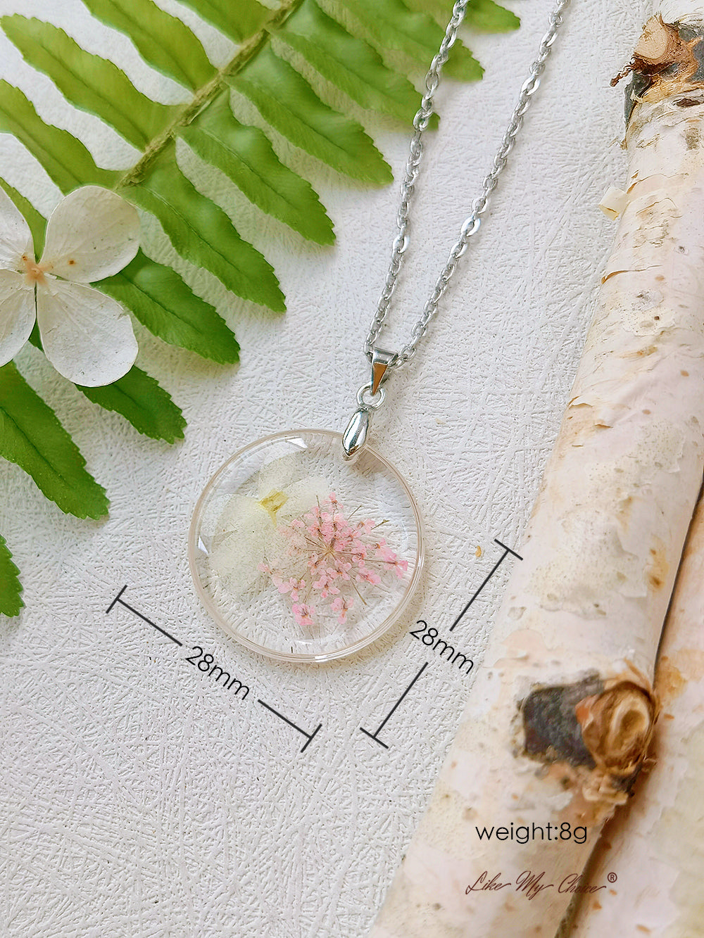 Collar circular con colgante botánico de flor de Galsang blanca como la nieve