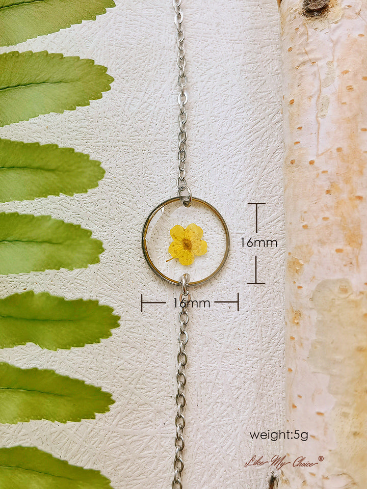 Ručně vyráběný kulatý náramek z lisované květinové pryskyřice Cosmos Sulphureus