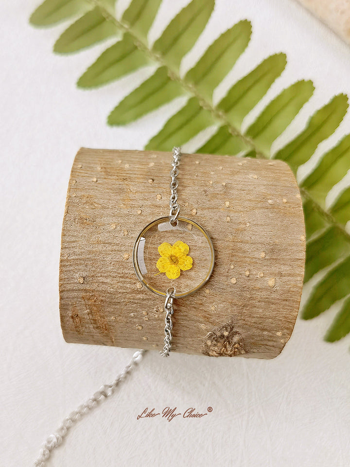 Vergissmeinnicht handgemachtes rundes Armband aus gepresstem Blumenharz