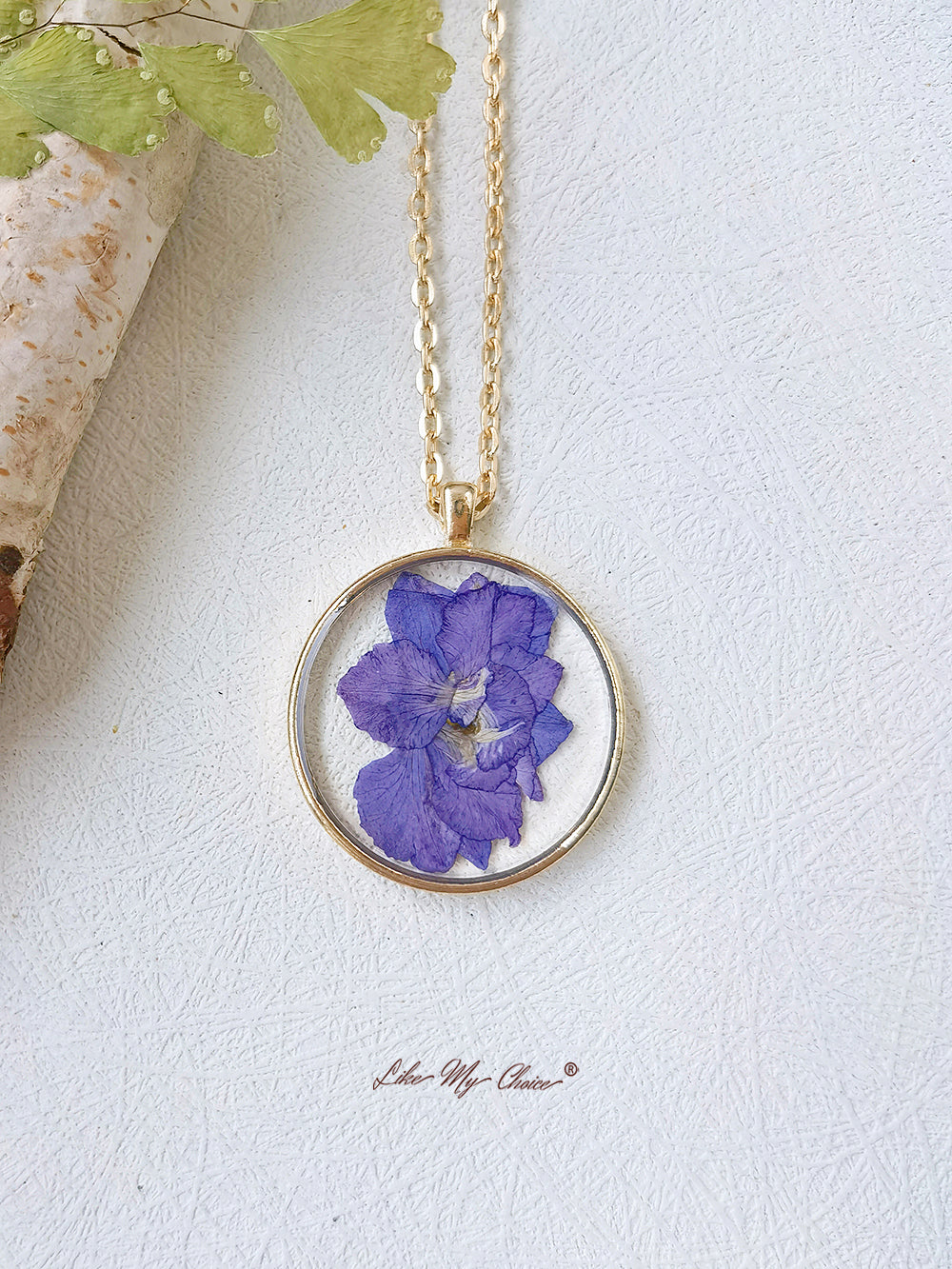 Violets Pressed Flower Necklace