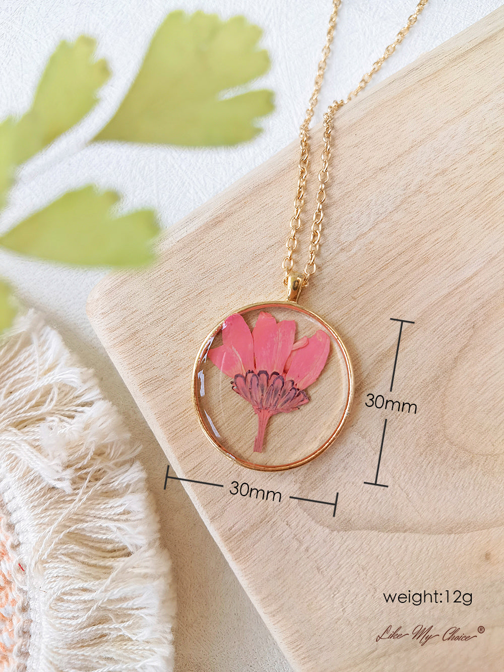 Sulfur Chrysanthemum Pressed Flower Necklace