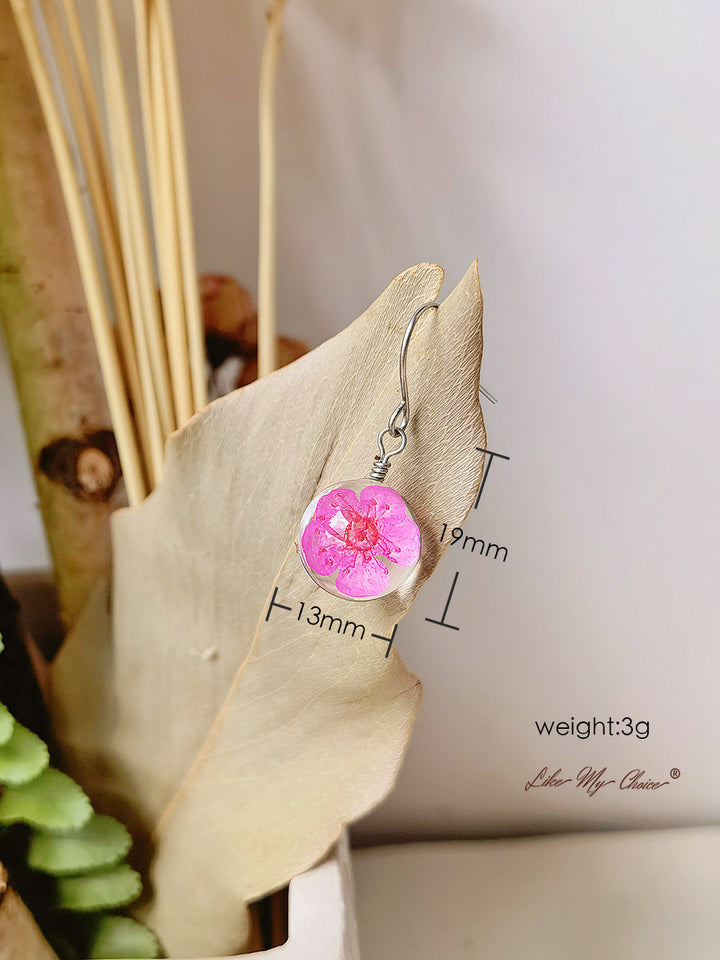 Pendiente de flor de cerezo bola de cristal floral naturaleza colgante