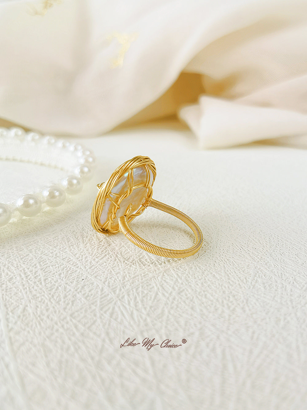 Επιχρυσωμένο μπαρόκ μαργαριτάρι δαχτυλίδι