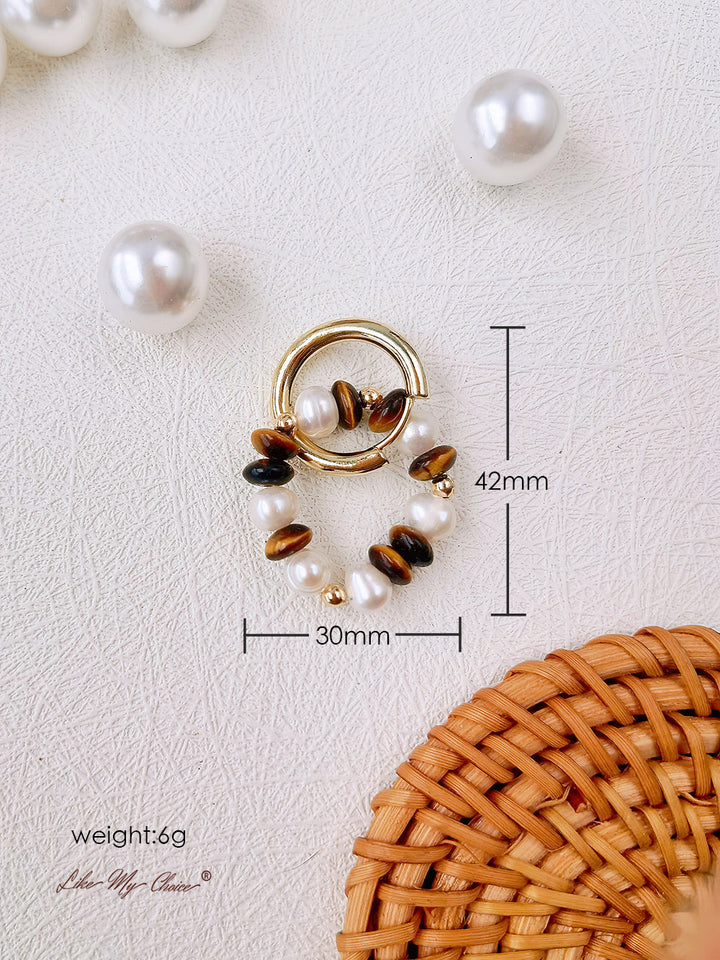 Vintage echte Perlen große Kreis Ohrringe