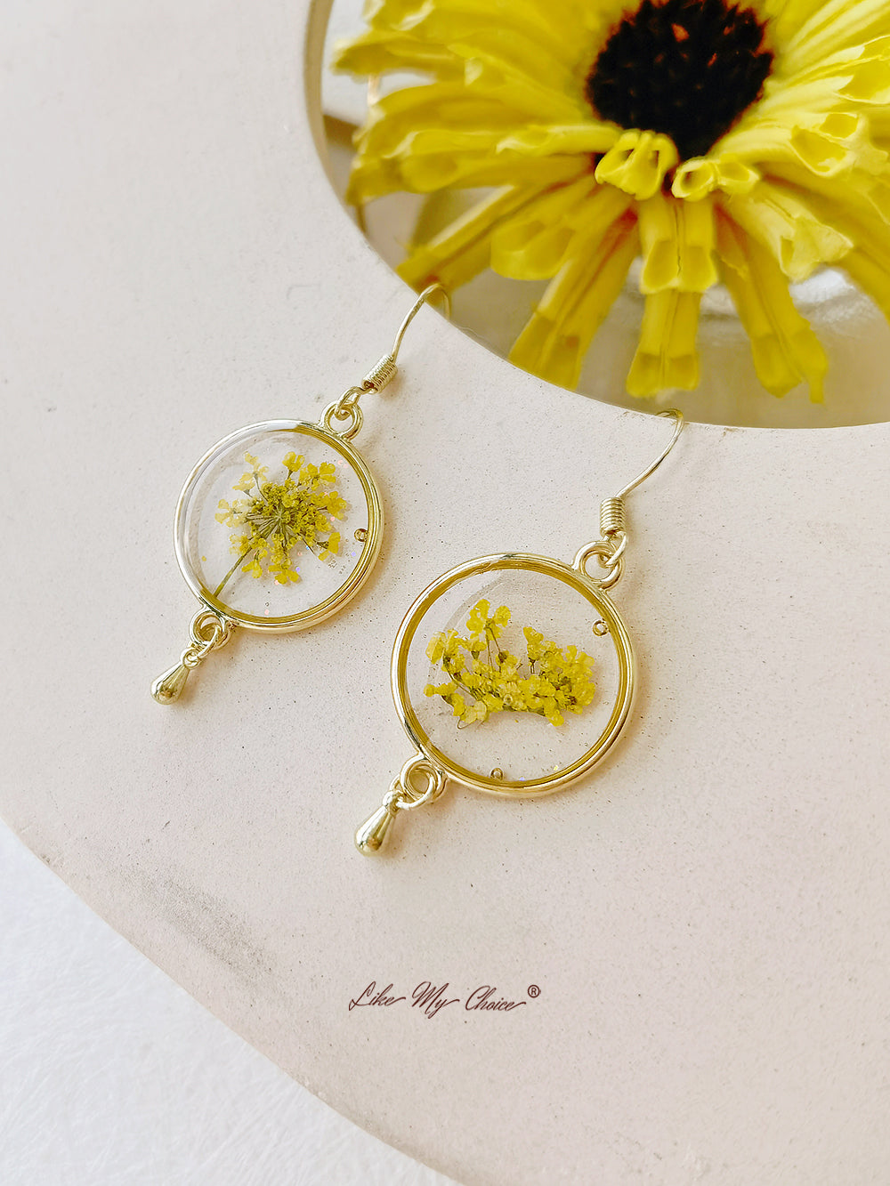 Πραγματικό σκουλαρίκι λουλουδιών Queen Annes Lace
