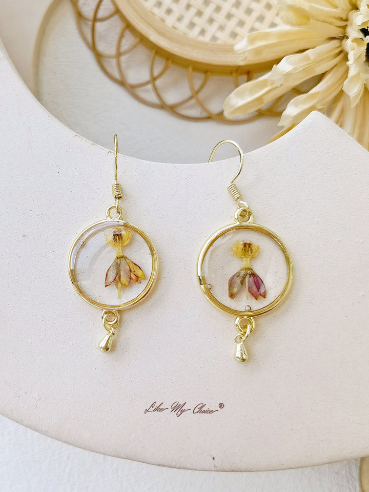 Dancing Orchid Flower Earrings